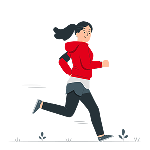 Illustration d'une femme faisant du jogging et portant un sweatshirt rouge